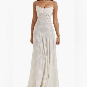 House of CB Cream Floral Prom Gown